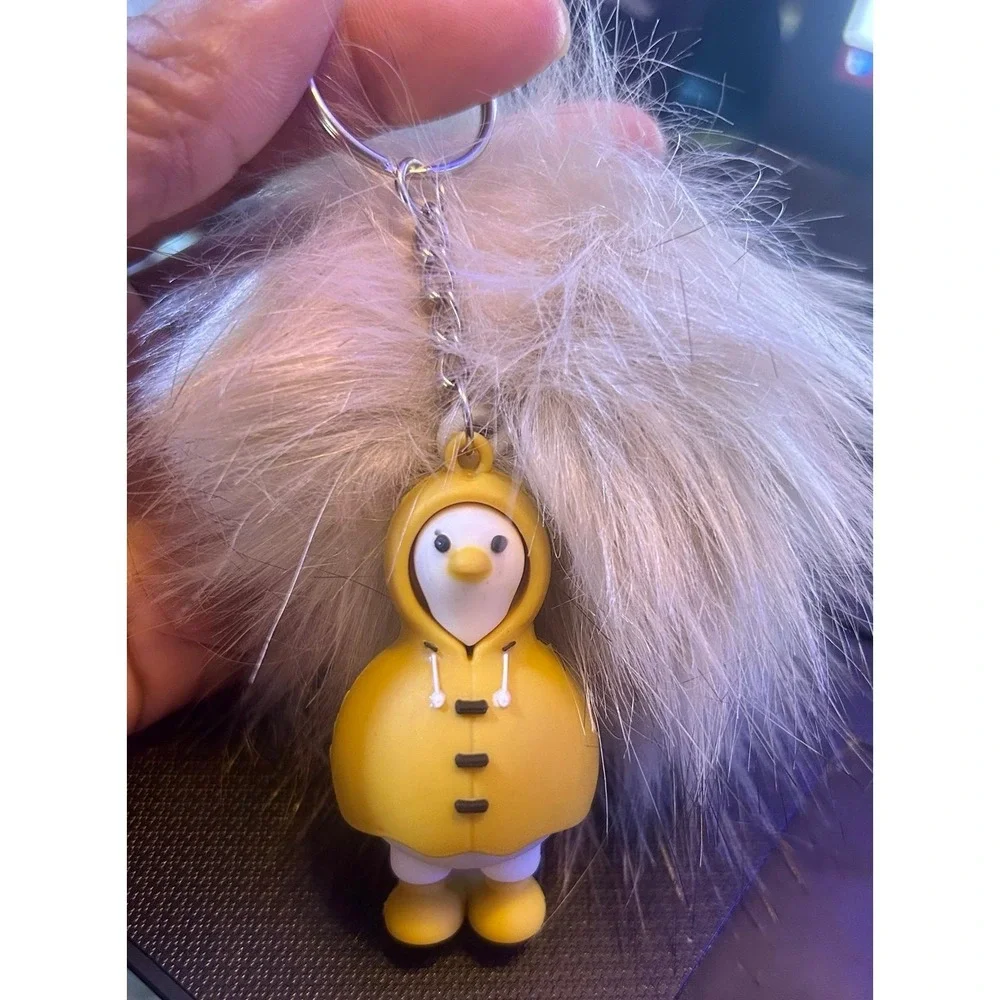 Fun furry Goose in a raincoat Keychain